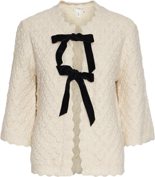 YAS Yasegsa 3/4 Knit Cardigan S. Kvinde Birch/black Ties Cardigans Str M - hos Magasin