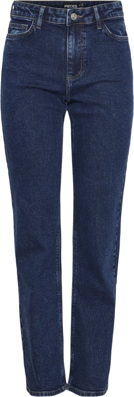 Pieces Pckelly MW Straight Jeans Db502 NOO Kvinde Blå Straight Jeans Str "30/""32" - hos Magasin