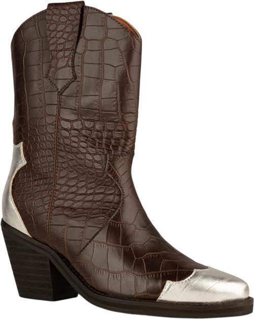 Shoe The Bear Stbnancy Western Croco Kvinde Dark Brown Cowboy & Biker Str 39 - hos Magasin