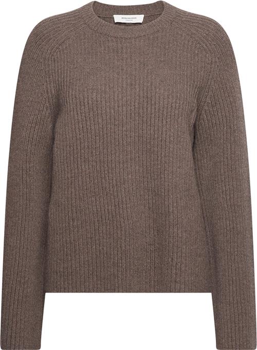 Rosemunde Fisherman rib Pullover Kvinde Brown Grey Mel Sweaters Str XL - Uld hos Magasin