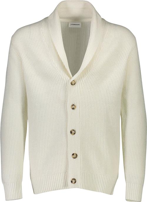 Lindbergh Shawl Collar Knit Cardigan Mand Hvid Cardigans Relaxed Fit Str S - Bomuld hos Magasin