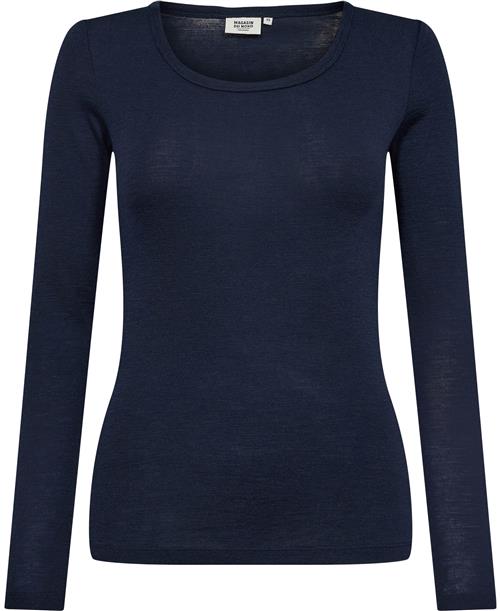 Magasin du Nord Collection Magasin Celia 3 100 RWS Merino Wool Kvinde Navy Langærmede Tshirts Str S Merino