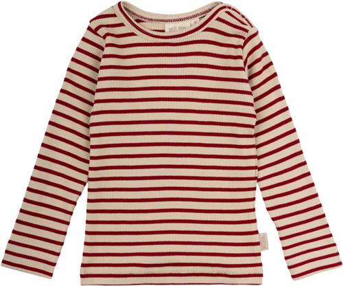 PETIT PIAO Tshirt L/S Modal Striped Str 104 cm - Chili Pepper/dark Langærmede T-shirts Bomuld hos Magasin