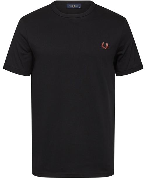 Se Fred Perry M3519 Mand Black/whisky Brown Kortærmede T-shirts Str S - Bomuld hos Magasin ved Magasin