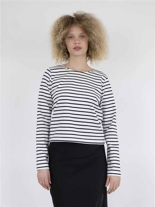 Se Neo Noir Claudio Stripe Blouse Kvinde Navy Langærmede T-shirts Str 42 - hos Magasin ved Magasin