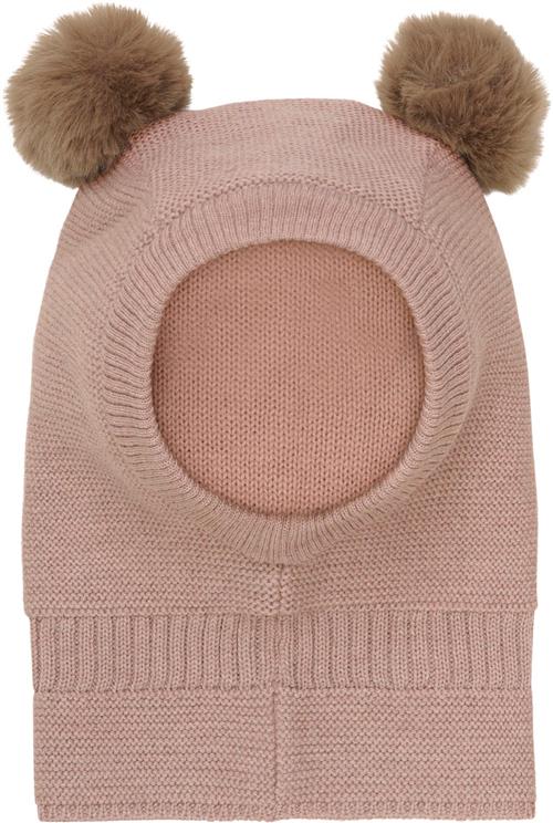 Huttelihut Balaclava Windstop w. Pompoms 48\0-12M - Elefanthuer Merino Uld hos Magasin