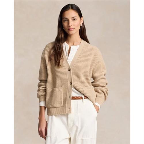 Polo Ralph Lauren Woolcashmere V-neck Cardigan Kvinde Oatmeal Melange Cardigans Str S - hos Magasin