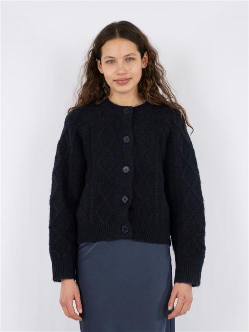 Neo Noir Selda Cable Soft Knit Cardigan Kvinde Black Cardigans Str 40 - hos Magasin