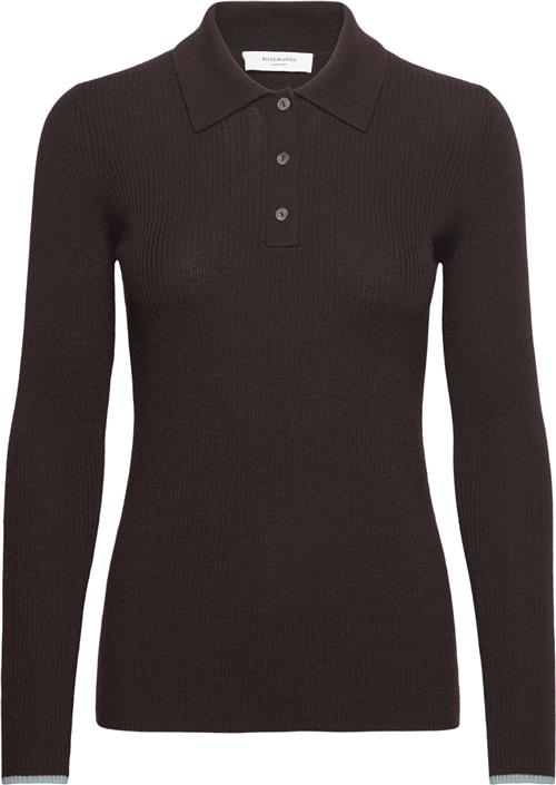 Rosemunde Long Sleeve Knit Polo Kvinde Dark Espresso Sweaters Str L - hos Magasin