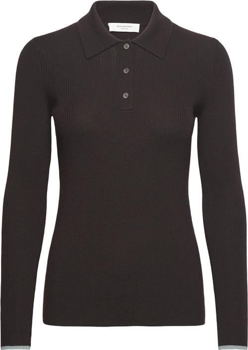 Rosemunde Long Sleeve Knit Polo Kvinde Dark Espresso Sweaters Str M - hos Magasin