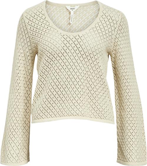 Object Objbibi SLI LS Knit TOP E SS Fair 2 Kvinde Sandshell Sweaters Str XL - hos Magasin