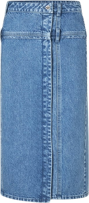 Stine Goya Button Slit Detail Midi Skirt, 2251 Denim Kvinde Denim Blue Midi Nederdele Str XS Denim - hos Magasin