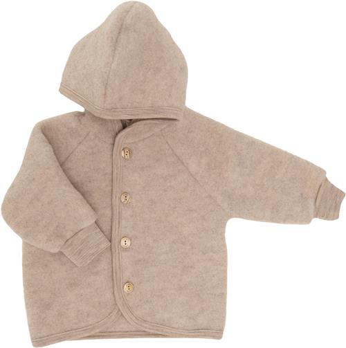 Engel Natur Hooded Jacket With Wooden Buttons,, IVN Best Str 50-56 - Sand Fleece hos Magasin