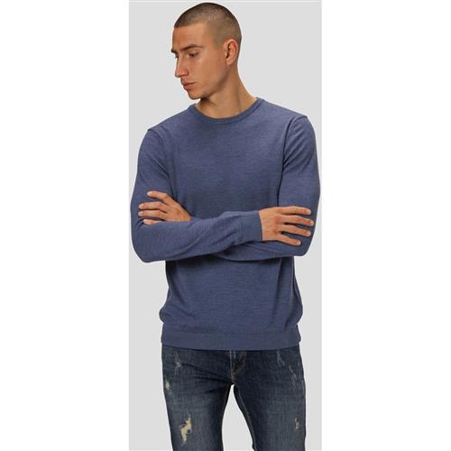 Clean Cut Copenhagen Merino Wool Crew Mand Blue Melangé Sweaters Str L Merino - hos Magasin