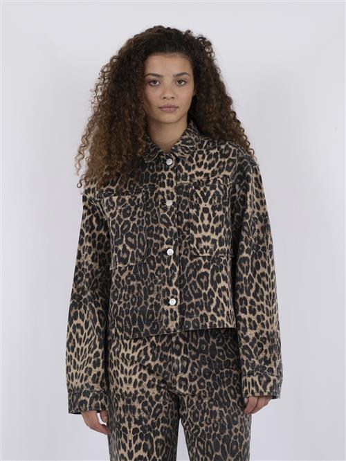 Neo Noir Emilia Leopard Jacket Kvinde Leopard Overgangsjakker Str 34 - Denim hos Magasin