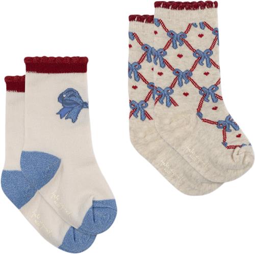 Konges Sløjd 2 Pack Jaquard BOW Socks Str 22-24 - S45014 Strømper Bomuld hos Magasin