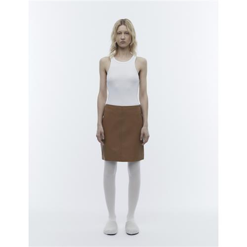 2NDDAY 2ND Ceciliana Classic Leather Kvinde Tobacco Brown Midi Nederdele Str 38 - Læder hos Magasin