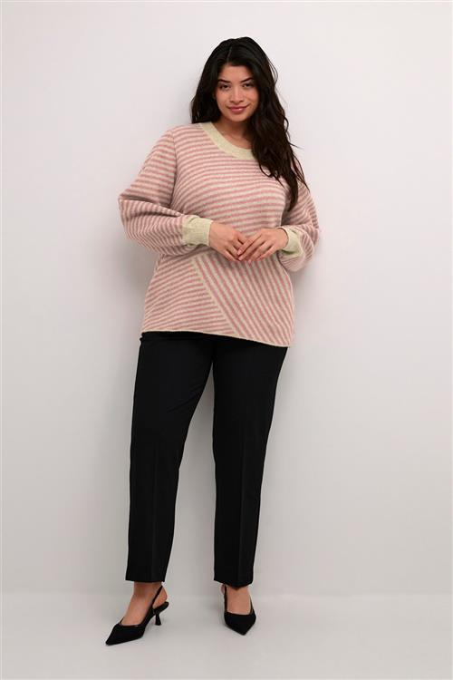 Se Kaffe Curve Kcverina Knit Pullover Kvinde Feather Gray Mel. / Rosa Sweaters Str XL - hos Magasin ved Magasin