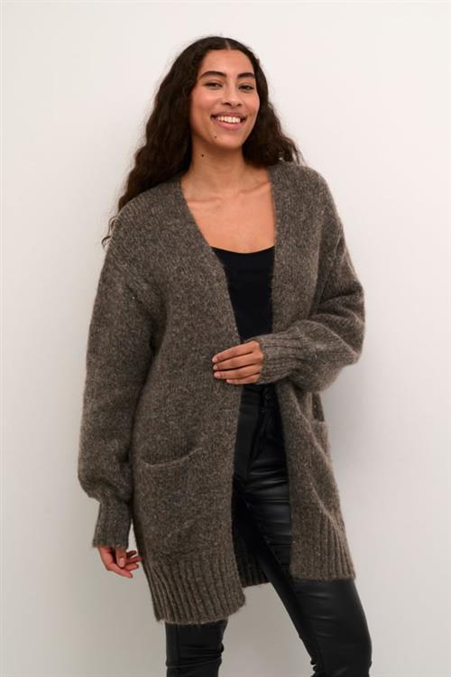 Kaffe Katrina Knit Cardigan Kvinde Major Brown Melange Cardigans Str L - hos Magasin