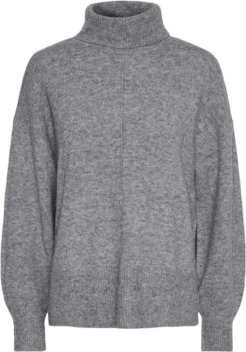 Se Pieces Pcmalou LS Rollneck Knit Noos BC Kvinde Medium Grey Melange/melange Rullekraver Str XS - hos Magasin ved Magasin