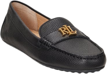 Se Lauren Ralph Lauren Luxe Pebble Leatherbarnsbury-fl-cs Kvinde Sort Loafers Str 38 - hos Magasin ved Magasin