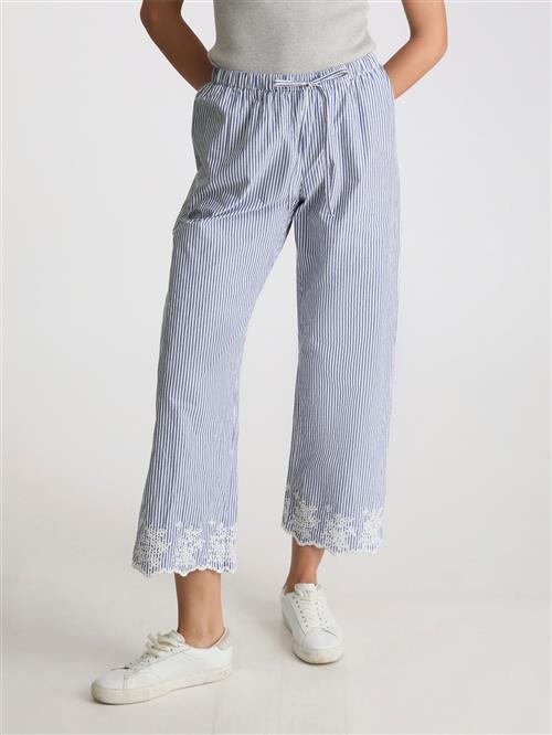 Neo Noir William Stripe Pants Kvinde Blue Bukser Med Brede Ben Str 34 - hos Magasin