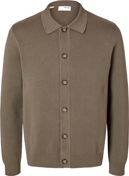 Se Selected Homme Slhmattis LS Knit Polo Cardigan Mand Morel Cardigans Str L - hos Magasin ved Magasin