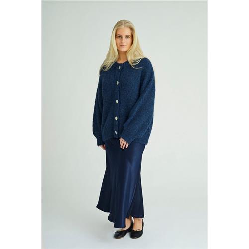 A-VIEW Patrisia Solid Knit Cardigan Kvinde Navy Langærmede Bluser Str M - hos Magasin