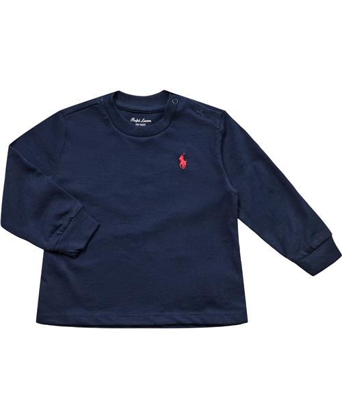 Polo Ralph Lauren Cotton Jersey Longsleeve Tee Str 9M / 9-12 mdr - Blå Langærmede T-shirts Bomuld hos Magasin