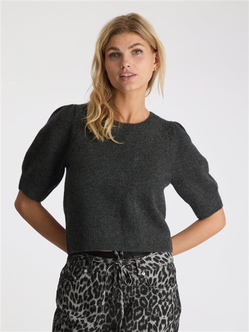 Neo Noir Martha Bow Knit Tee Kvinde Antracit Kortærmet Strik Str 42 - hos Magasin