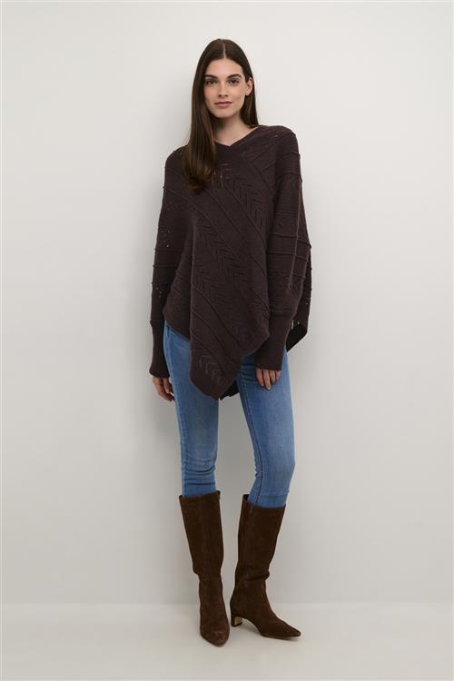 Cream Crholiday Knit Poncho Kvinde Chocolate Plum Ponchoer - hos Magasin