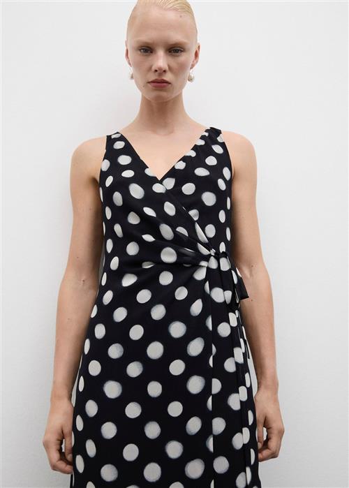 MANGO Cross Dress With Polka Dots Kvinde Black Maxi Kjoler Str L - hos Magasin