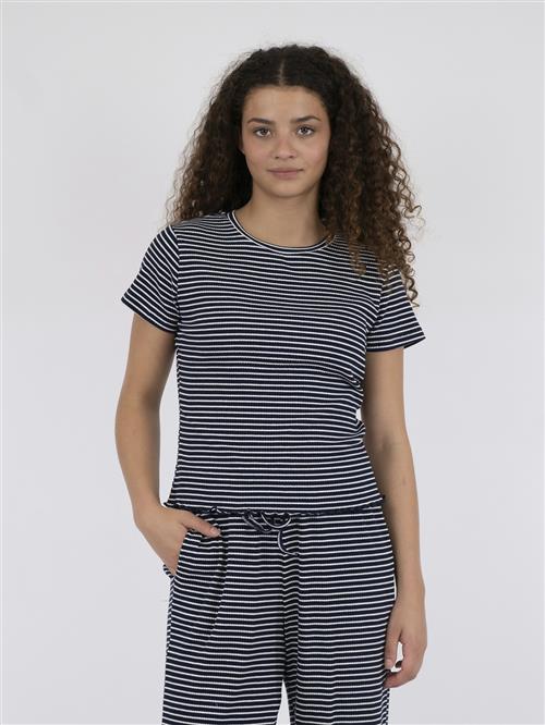 Se Neo Noir Lonnie Stripe Tee Kvinde Dark Navy Toppe Str 40 - hos Magasin ved Magasin