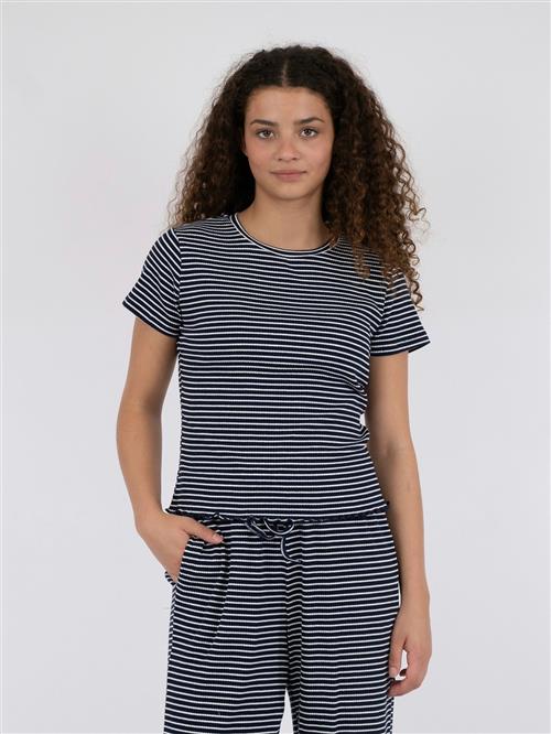 Se Neo Noir Lonnie Stripe Tee Kvinde Dark Navy Toppe Str 38 - hos Magasin ved Magasin