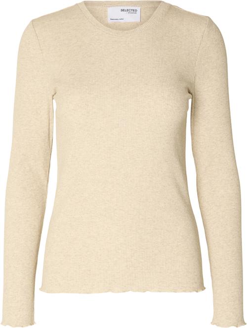 Se Selected Femme Slfanna LS Crew Neck TEE S Noos Kvinde Oatmeal Skjorter Regular Fit Str S - hos Magasin ved Magasin