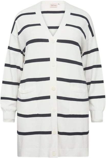 Wasabiconcept Wasamanda Stripe 7 Kvinde 1100c Offwhite Combi Cardigans Str 50/52 - Viskose hos Magasin