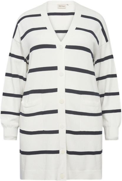 Wasabiconcept Wasamanda Stripe 7 Kvinde 1100c Offwhite Combi Cardigans Str 46/46 - Viskose hos Magasin