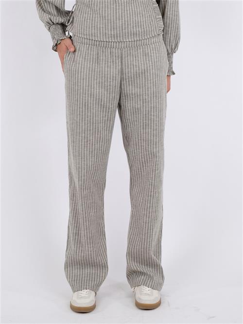 Se Neo Noir Astra Soft Stripe Pants Kvinde Smoke Green Bukser Med Lige Ben Str 42 - hos Magasin ved Magasin