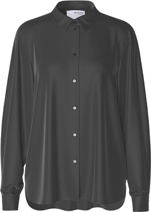 Selected Femme Slflenafranziska LS Shirt Noos Kvinde Volcanic Ash Langærmede Skjorter Str 38 - hos Magasin