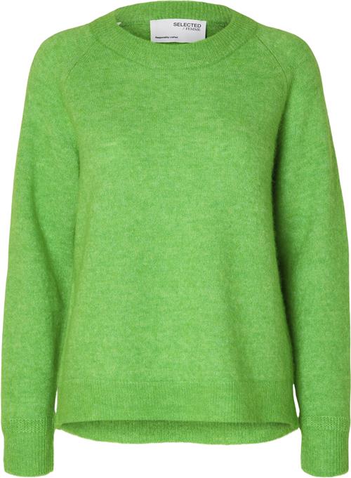 Selected Femme Slflulu LS Knit Oneck B Noos Kvinde Classic Green/melange Sweaters Str XS - hos Magasin