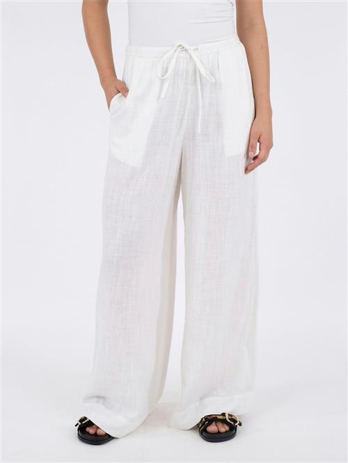 Neo Noir Lissabon Soft Linen Pants Kvinde White Bukser Med Brede Ben Str 40 - hos Magasin