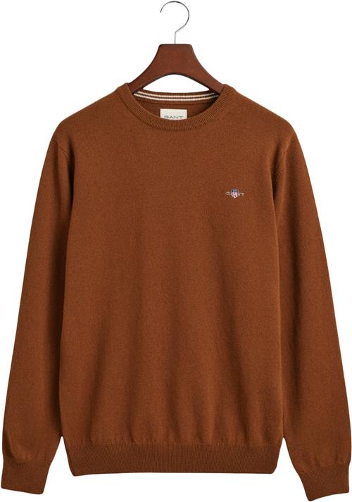 Gant Superfine Lambswool Cneck Mand Cacao Sweaters Str S - hos Magasin