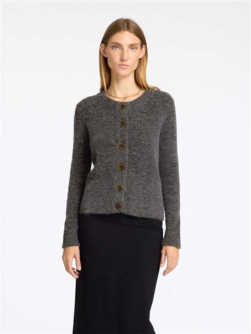 Se Selected Femme Slfsia RAS LS Knit Cardigan Noos Kvinde Grå Cardigans Regular Fit Str XL - hos Magasin ved Magasin