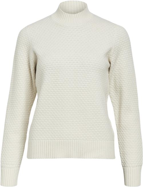 Se Object Objfenya RE L/S Knit Pullover Noos Kvinde White Sand/melange Toppe Regular Fit Str S - hos Magasin ved Magasin