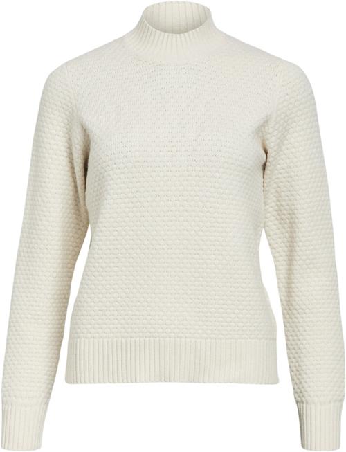 Se Object Objfenya RE L/S Knit Pullover Noos Kvinde White Sand/melange Toppe Regular Fit Str M - hos Magasin ved Magasin