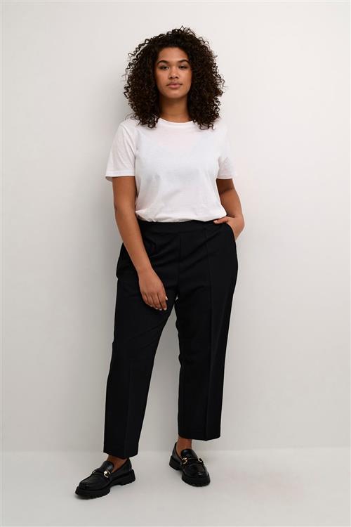 Se Kaffe Curve Kcsakira Cropped Pants Kvinde Black Deep Bukser Med Brede Ben Str 46 - hos Magasin ved Magasin