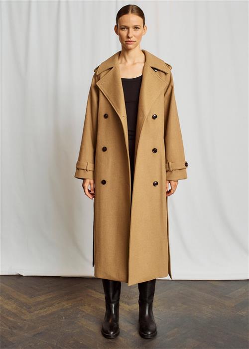 Bruun & Stengade BS Kaylee Coat Kvinde Camel Uldfrakker Str 42 - hos Magasin