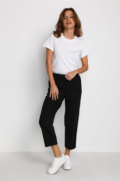 Se Kaffe Kasakura Cropped Pants Kvinde Black Deep Bukser Relaxed Fit Str 40 - hos Magasin ved Magasin