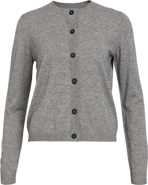 Se Object Objthess L/S Short Cardigan Noos Kvinde Medium Grey Melange Cardigans Str XS - hos Magasin ved Magasin