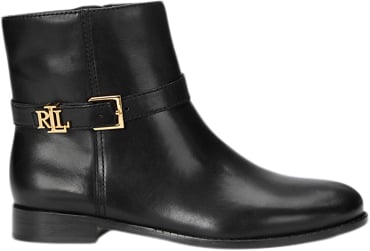 Lauren Ralph Lauren Burnished Calfbrooke-bo-bte Kvinde Sort Ankelstøvler Str 36 - hos Magasin